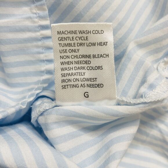 Miss Elaine Short Nightgown Size XL Sleeveless Button Stripe Cotton Light Blue - Picture 6 of 13